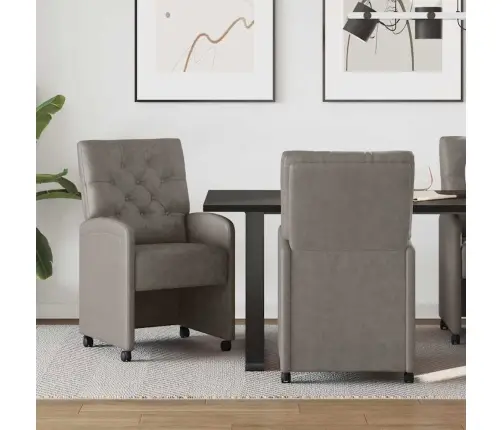 Ēdamkrēsli 2 Pcs Pelēka 58 X 67 X 97 Cm Mākslīgā Āda Vidaxl