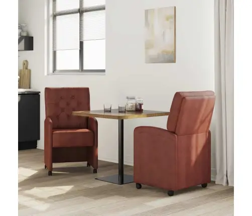 Ratastega Söögi-Toolid 2 Pcs Kläbiv Pruun 58 X 67 X 97 Cm