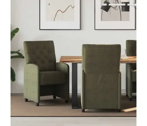 Ratastega Söögi-Toolid 2 Pcs Armee Roheline 58 X 67 X 97 Cm