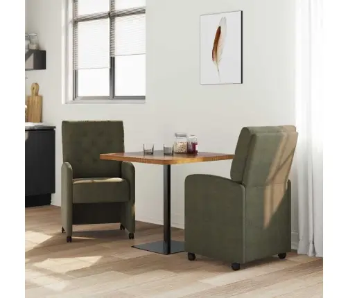 Ratastega Söögi-Toolid 2 Pcs Armee Roheline 58 X 67 X 97 Cm