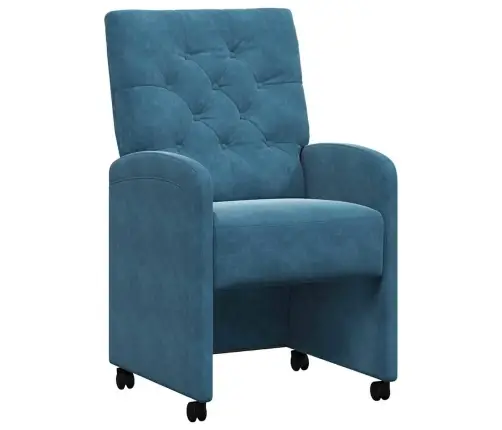 Ēdamkrēsli Ar Riteņiem 2 Pcs Zila 58 X 67 X 97 Cm Samts Vidaxl