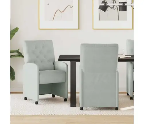 Ēdamkrēsli Ar Riteņiem 2 Pcs Gaiši Pelēka 58 X 67 X 97 Cm Samts Vidaxl