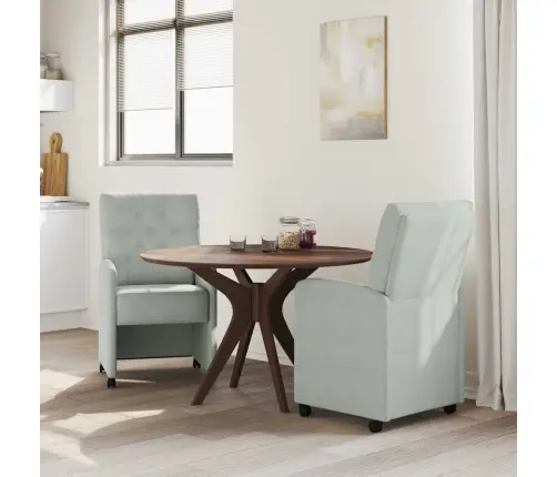Ēdamkrēsli Ar Riteņiem 2 Pcs Gaiši Pelēka 58 X 67 X 97 Cm Samts Vidaxl