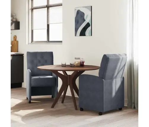 Ēdamkrēsli Ar Riteņiem 2 Pcs Tumši Pelēka 58 X 67 X 97 Cm Samts Vidaxl