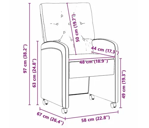 Ēdamkrēsli Ar Riteņiem 2 Pcs Tumši Zaļa 58 X 67 X 97 Cm Samts Vidaxl