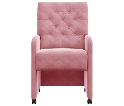 Ēdamkrēsli Ar Riteņiem 2 Pcs Rozā 58 X 67 X 97 Cm Samts Vidaxl
