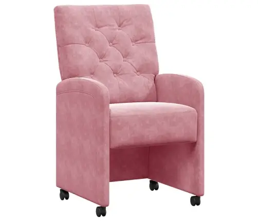 Ēdamkrēsli Ar Riteņiem 2 Pcs Rozā 58 X 67 X 97 Cm Samts Vidaxl