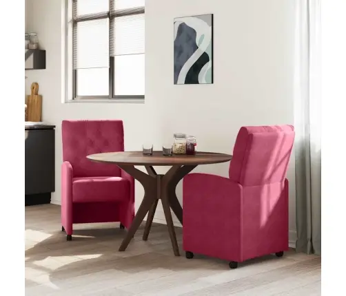 Ratastega Söögi-Toolid 2 Pcs Veinipunane 58 X 67 X 97 Cm Samet