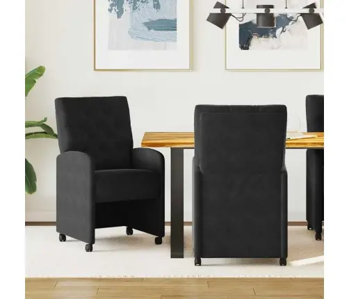 Ēdamkrēsli Ar Riteņiem 2 Pcs Melna 58 X 67 X 97 Cm Samts Vidaxl