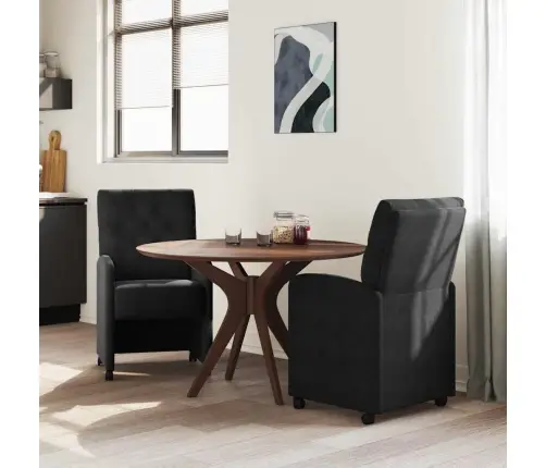 Ēdamkrēsli Ar Riteņiem 2 Pcs Melna 58 X 67 X 97 Cm Samts Vidaxl