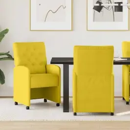 Ēdamkrēsli Ar Riteņiem 2 Pcs Dzeltena 58 X 67 X 97 Cm Samts Vidaxl