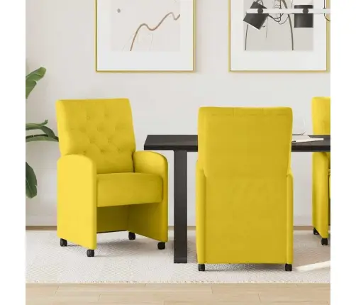 Ēdamkrēsli Ar Riteņiem 2 Pcs Dzeltena 58 X 67 X 97 Cm Samts Vidaxl