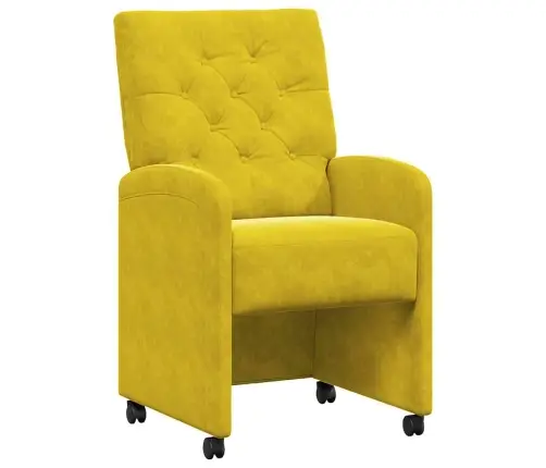 Ēdamkrēsli Ar Riteņiem 2 Pcs Dzeltena 58 X 67 X 97 Cm Samts Vidaxl