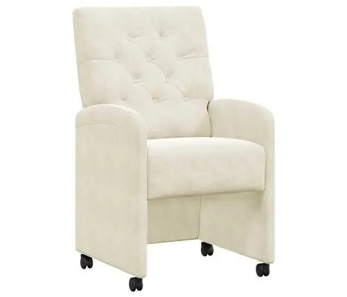 Ēdamkrēsli Ar Riteņiem 2 Pcs Krēmkrāsa 58 X 67 X 97 Cm Samts Vidaxl