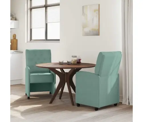 Ēdamkrēsli Ar Riteņiem 2 Pcs Jūras Zaļa 58 X 67 X 97 Cm Samts Vidaxl