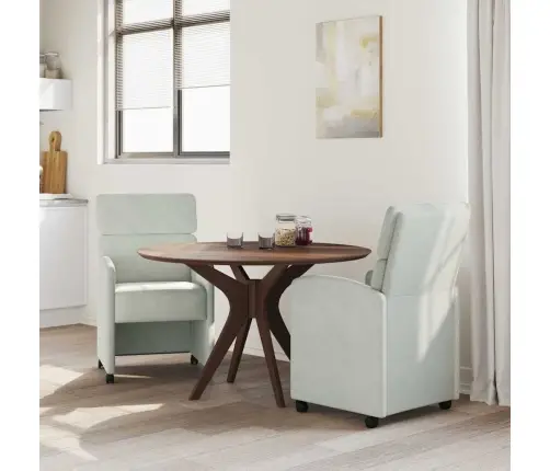 Valgomojo Kėdės Su Ratukais Su Ratais 2 Pcs Šviesiai Pilka