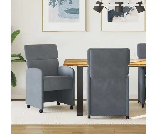 Valgomojo Kėdės 2 Pcs Tamsiai Pilka 58 X 65 X 98 Cm Aksomas