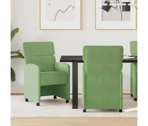 Ēdamkrēsli Ar Riteņiem 2 Pcs Gaiši Zaļa 58 X 65 X 98 Cm Samts Vidaxl