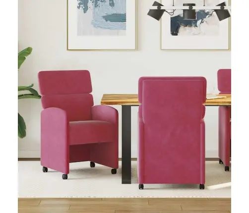 Ēdamkrēsli Ar Riteņiem 2 Pcs Vīnsarkans 58 X 65 X 98 Cm Samts Vidaxl