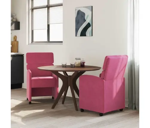 Ēdamkrēsli Ar Riteņiem 2 Pcs Vīnsarkans 58 X 65 X 98 Cm Samts Vidaxl