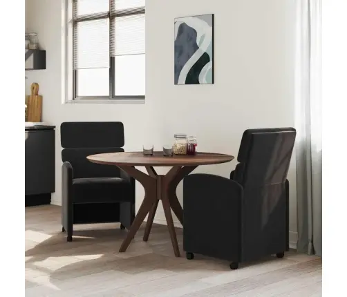 Valgomojo Kėdės Su Ratais 2 Pcs Juoda 58 X 65 X 98 Cm Aksomas