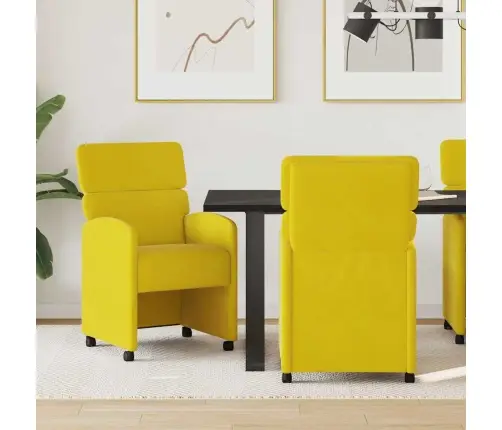 Ēdamkrēsli Ar Riteņiem 2 Pcs Dzeltena 58 X 65 X 98 Cm Samts Vidaxl