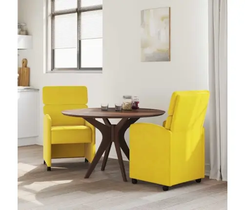 Ēdamkrēsli Ar Riteņiem 2 Pcs Dzeltena 58 X 65 X 98 Cm Samts Vidaxl