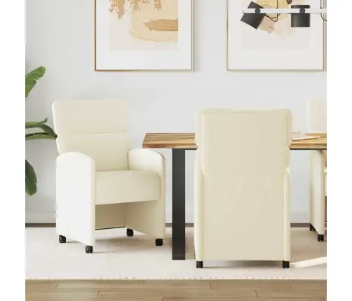 Ēdamkrēsli 2 Pcs Krēmkrāsa 58 X 65 X 98 Cm Mākslīgā Āda Vidaxl