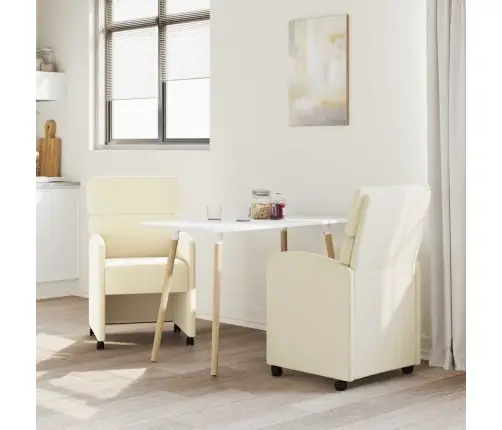 Ēdamkrēsli 2 Pcs Krēmkrāsa 58 X 65 X 98 Cm Mākslīgā Āda Vidaxl
