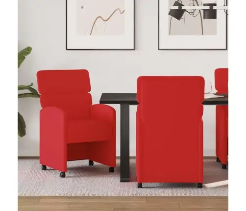 Ratastega Söögi-Toolid 2 Pcs Punane 58 X 65 X 98 Cm Kunstnahk