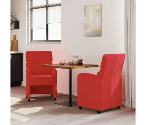 Ratastega Söögi-Toolid 2 Pcs Punane 58 X 65 X 98 Cm Kunstnahk