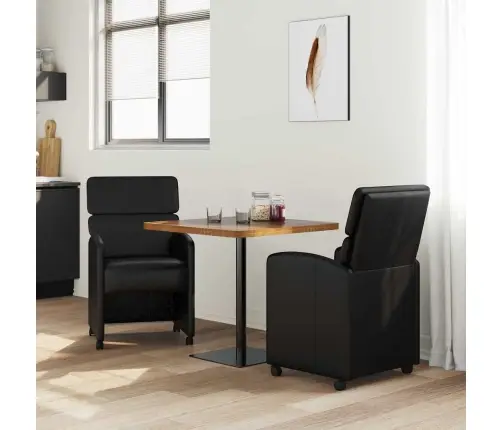 Ratastega Söögi-Toolid 2 Pcs Must 58 X 65 X 98 Cm Kunstnahk