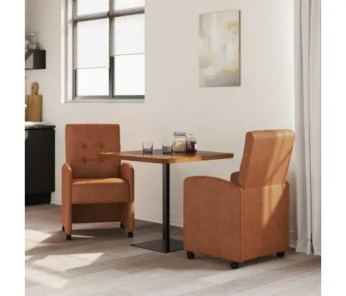 Ēdamkrēsli Ar Riteņiem 2 Pcs Brūna 57 X 67 X 98 Cm Mākslīgā Āda Vidaxl