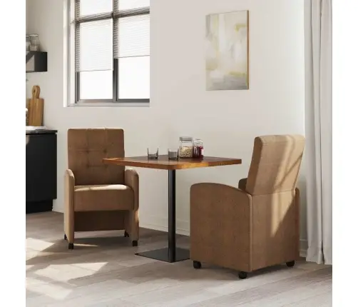 Ēdamkrēsli 2 Pcs Brūna 57 X 67 X 98 Cm Mākslīga Zamša Āda Vidaxl