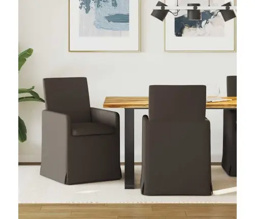 Ēdamkrēsli Ar Riteņiem 2 Pcs Tumši Pelēka 57 X 67 X 95 Cm Lins Vidaxl