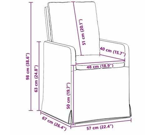 Söögitoa Toolid 2 Pcs Veinipunane 57 X 67 X 98 Cm Kangas