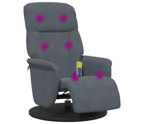 Masāžas Atzveltnes Krēsls Tumši Pelēks 91 X 71 X 105.5 Cm Samts Vidaxl