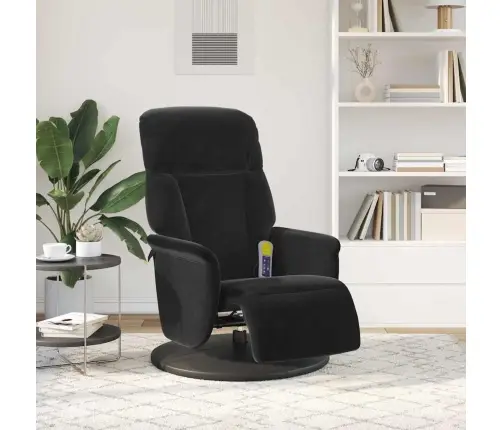 Masāžas Atzveltnes Krēsls Melna 91 X 71 X 105.5 Cm Samts Vidaxl