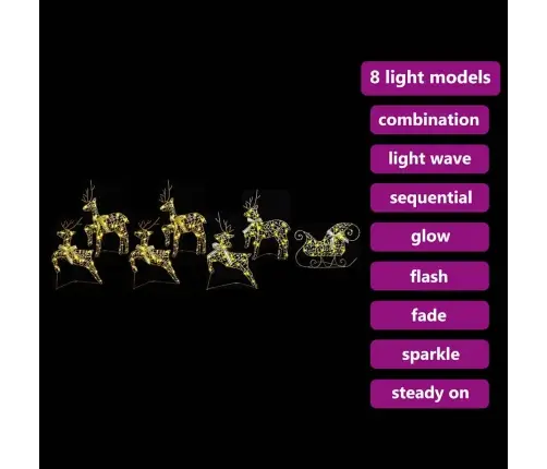 Led Ziemeļbrieži Su 40 Led 7 Pcs Zelts Pet Vidaxl