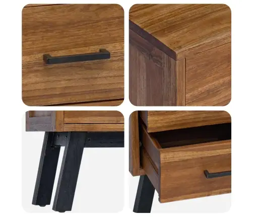 Naktsgaldiņš Brūna 40 X 35 X 55 Cm Ciets Tekša Koks Vidaxl