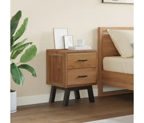 Naktsgaldiņš Brūna 40 X 35 X 55 Cm Ciets Tekša Koks Vidaxl