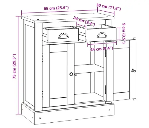 Skapītis Ar Atvilktni Brūna 65 X 30 X 75 Cm Ciets Tekša Koks Vidaxl
