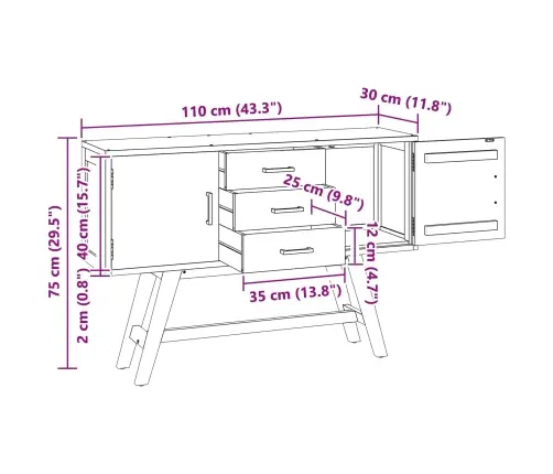 Televizora Stends Brūna 110 X 30 X 75 Cm Ciets Tekša Koks Vidaxl