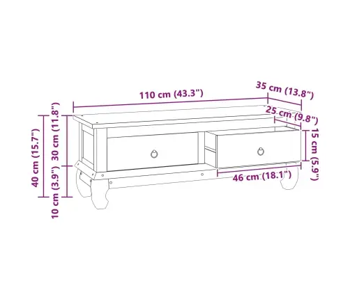 Televizoriaus Stovas Su Stalčių Natūrali 110 X 35 X 40 Cm