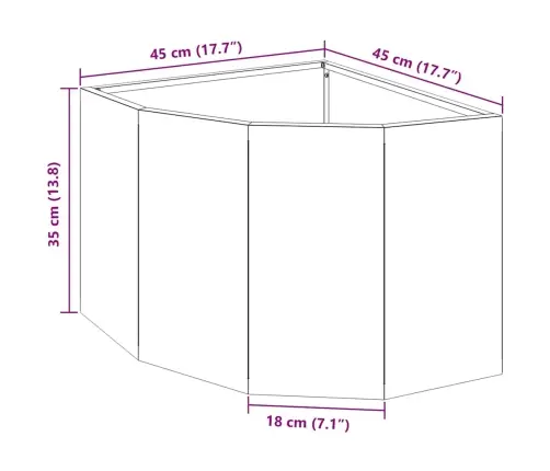 Stūra Stādītājs Balts 45 X 45 X 35 Cm Tērauds Vidaxl