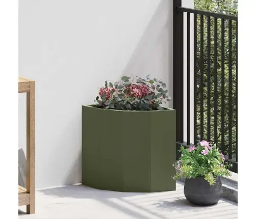 Stūra Stādītājs Olīvu Zaļa 30 X 30 X 35 Cm Tērauds Vidaxl