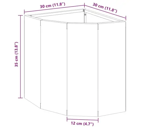 Stūra Stādītājs Olīvu Zaļa 30 X 30 X 35 Cm Tērauds Vidaxl