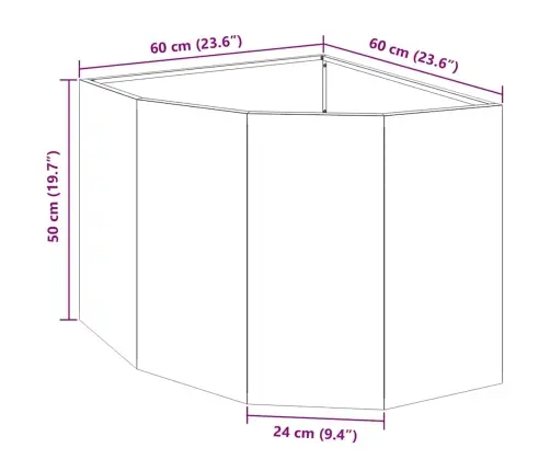 Stūra Stādītājs Sudraba 60 X 60 X 50 Cm Nerūsējošs Tērauds Vidaxl