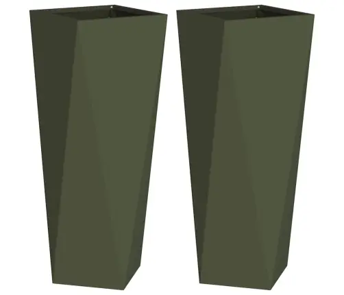 Puķu Kaste 2 Pcs Olīvu Zaļš 30 X 30 X 75 Cm Tērauds Vidaxl