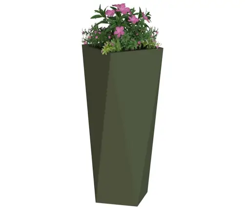 Puķu Kaste 2 Pcs Olīvu Zaļš 30 X 30 X 75 Cm Tērauds Vidaxl